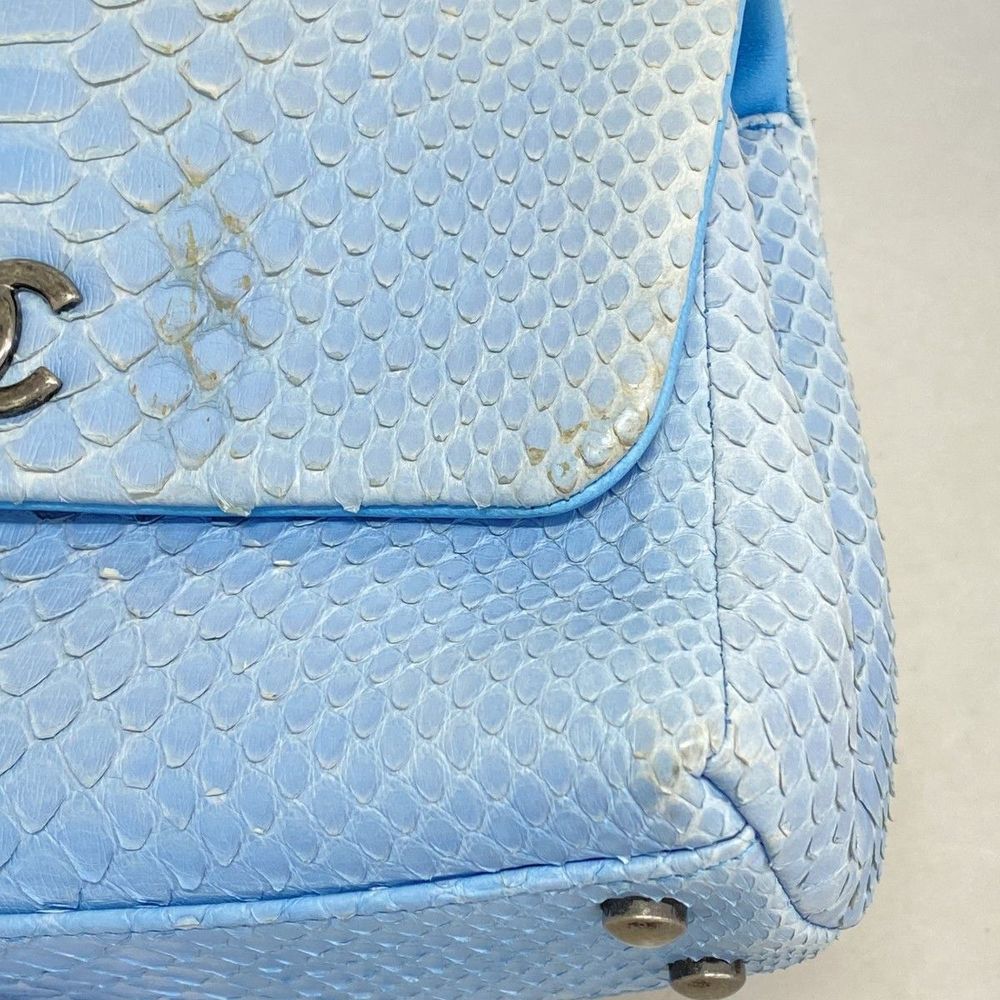 Chanel Handbag With Coco Handle Blue Python Leath… - image 7